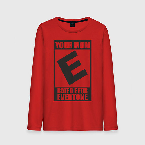 Мужской лонгслив Your Mom, Rated E For Everyone / Красный – фото 1