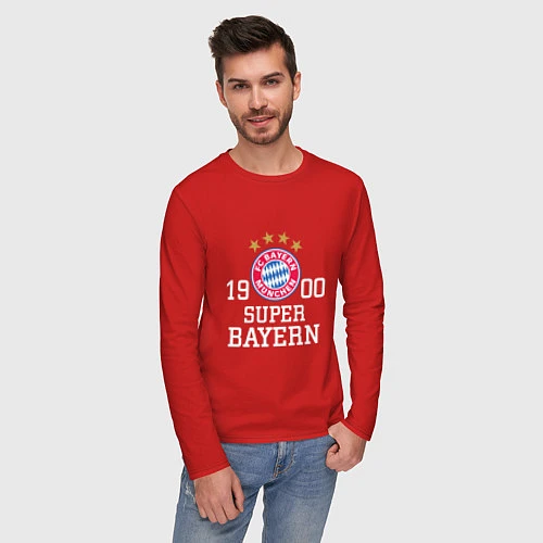 Мужской лонгслив Super Bayern 1900 / Красный – фото 3