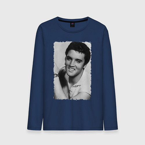 Мужской лонгслив Улыбка Элвиса / Тёмно-синий – фото 1