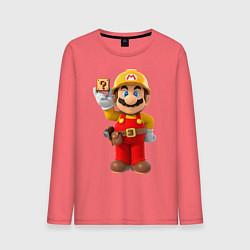 Лонгслив хлопковый мужской Super Mario, цвет: коралловый