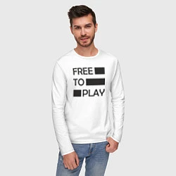 Лонгслив хлопковый мужской Free to play, цвет: белый — фото 2