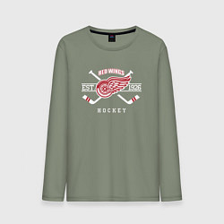 Лонгслив хлопковый мужской Detroit Red Wings: Est.1926, цвет: авокадо