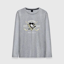 Лонгслив хлопковый мужской Pittsburgh Penguins: Est.1967, цвет: меланж