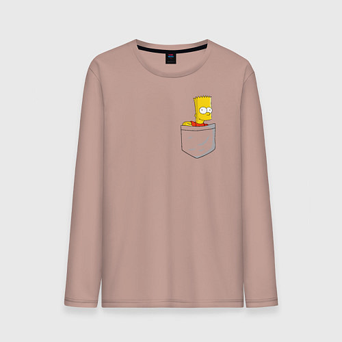 Мужской лонгслив Карманный Барт / Пыльно-розовый – фото 1