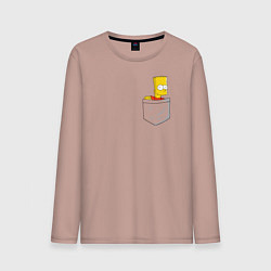 Лонгслив хлопковый мужской Карманный Барт, цвет: пыльно-розовый