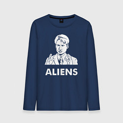 Лонгслив хлопковый мужской Mulder Aliens, цвет: тёмно-синий