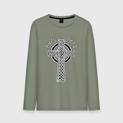 Лонгслив хлопковый мужской Русь сила, цвет: авокадо