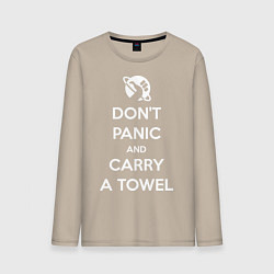 Лонгслив хлопковый мужской Dont panic & Carry a Towel, цвет: миндальный