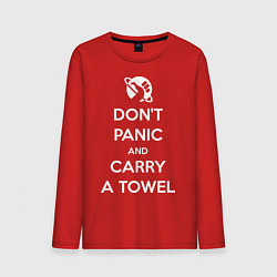 Лонгслив хлопковый мужской Dont panic & Carry a Towel, цвет: красный
