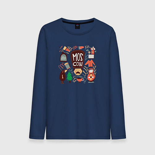 Мужской лонгслив Moscow Pack / Тёмно-синий – фото 1