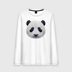 Лонгслив хлопковый мужской Полигональная панда, цвет: белый