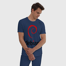 Пижама хлопковая мужская Debian, цвет: тёмно-синий — фото 2
