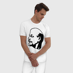 Пижама хлопковая мужская Ленин: скульптура, цвет: белый — фото 2