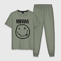 Пижама хлопковая мужская Nirvana, цвет: авокадо
