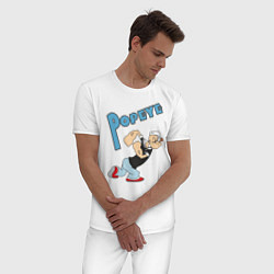Пижама хлопковая мужская Popeye, цвет: белый — фото 2