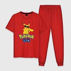Пижама хлопковая мужская Pokemon GO, цвет: красный