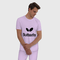 Пижама хлопковая мужская Butterfly Logo, цвет: лаванда — фото 2