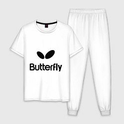 Пижама хлопковая мужская Butterfly Logo, цвет: белый