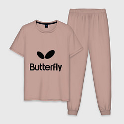 Пижама хлопковая мужская Butterfly Logo, цвет: пыльно-розовый