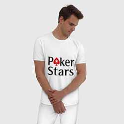 Пижама хлопковая мужская Poker Stars, цвет: белый — фото 2