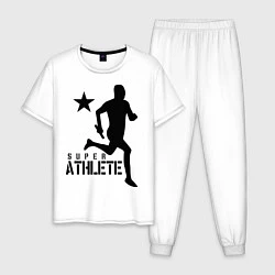 Пижама хлопковая мужская Лёгкая атлетика, цвет: белый