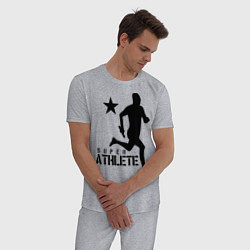 Пижама хлопковая мужская Лёгкая атлетика, цвет: меланж — фото 2