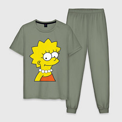 Пижама хлопковая мужская Lisa Simpson, цвет: авокадо