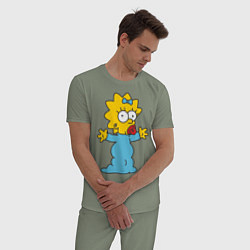 Пижама хлопковая мужская Maggie Simpson, цвет: авокадо — фото 2