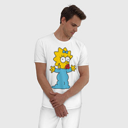 Пижама хлопковая мужская Maggie Simpson, цвет: белый — фото 2