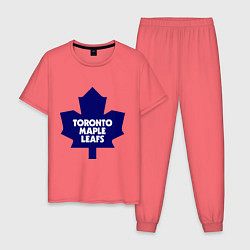 Пижама хлопковая мужская Toronto Maple Leafs цвета коралловый — фото 1