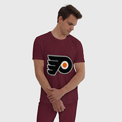 Пижама хлопковая мужская Philadelphia Flyers, цвет: меланж-бордовый — фото 2