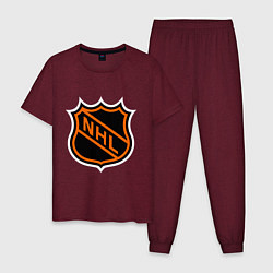 Пижама хлопковая мужская NHL, цвет: меланж-бордовый
