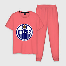 Пижама хлопковая мужская Edmonton Oilers, цвет: коралловый