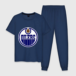 Пижама хлопковая мужская Edmonton Oilers, цвет: тёмно-синий