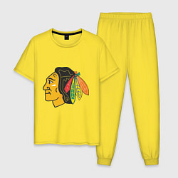 Пижама хлопковая мужская Chicago Blackhawks, цвет: желтый