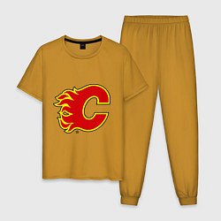 Пижама хлопковая мужская Calgary Flames, цвет: горчичный