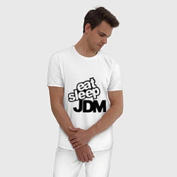 Пижама хлопковая мужская Eat sleep jdm, цвет: белый — фото 2