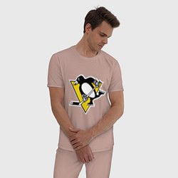 Пижама хлопковая мужская Pittsburgh Penguins: Malkin 71, цвет: пыльно-розовый — фото 2