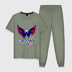 Пижама хлопковая мужская Washington Capitals: Ovechkin, цвет: авокадо