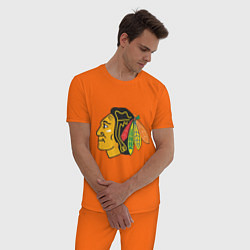 Пижама хлопковая мужская Chicago Blackhawks: Kane цвета оранжевый — фото 2