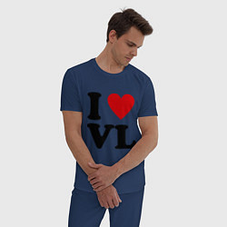 Пижама хлопковая мужская I love VL, цвет: тёмно-синий — фото 2