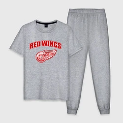 Пижама хлопковая мужская Detroit Red Wings, цвет: меланж