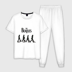 Пижама хлопковая мужская The Beatles: Abbey Road, цвет: белый