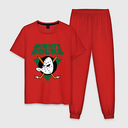 Пижама хлопковая мужская Anaheim Mighty Ducks, цвет: красный