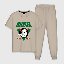 Пижама хлопковая мужская Anaheim Mighty Ducks, цвет: миндальный