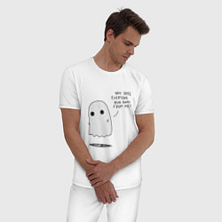 Пижама хлопковая мужская Ghost, цвет: белый — фото 2