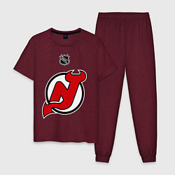 Пижама хлопковая мужская New Jersey Devils: Kovalchuk 17, цвет: меланж-бордовый