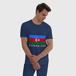 Пижама хлопковая мужская Азербайджан, цвет: тёмно-синий — фото 2
