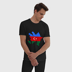 Пижама хлопковая мужская Azerbaijan map, цвет: черный — фото 2