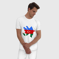 Пижама хлопковая мужская Azerbaijan map, цвет: белый — фото 2